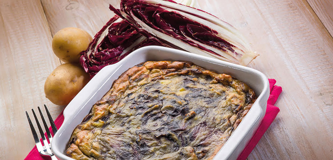 Radicchio, potato and scamorza terrine